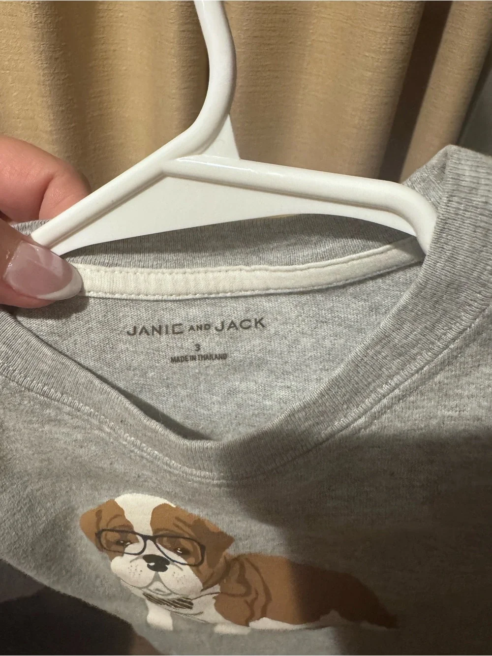Janie and Jack Gray Bulldog Graphic Tee with Brown Accents